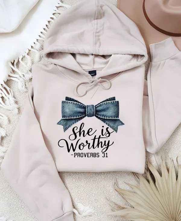 She is Worthy - Graphic Inspirational Hoodie