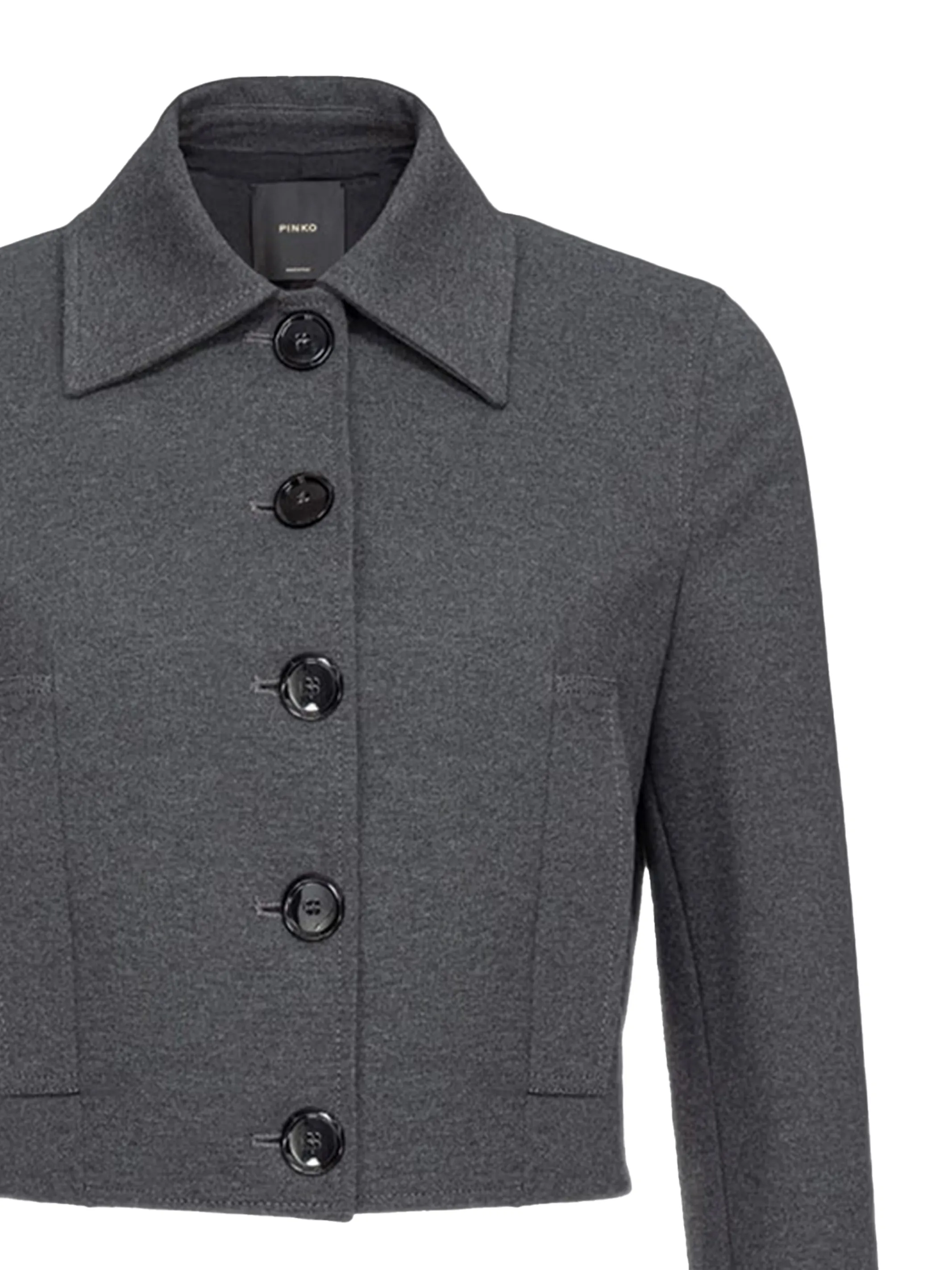 Short Grey and Black Button Jacket