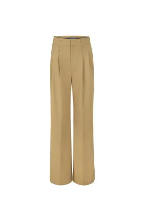 Taylor Straight Wide Leg Twill Crepe Floor Length Pants