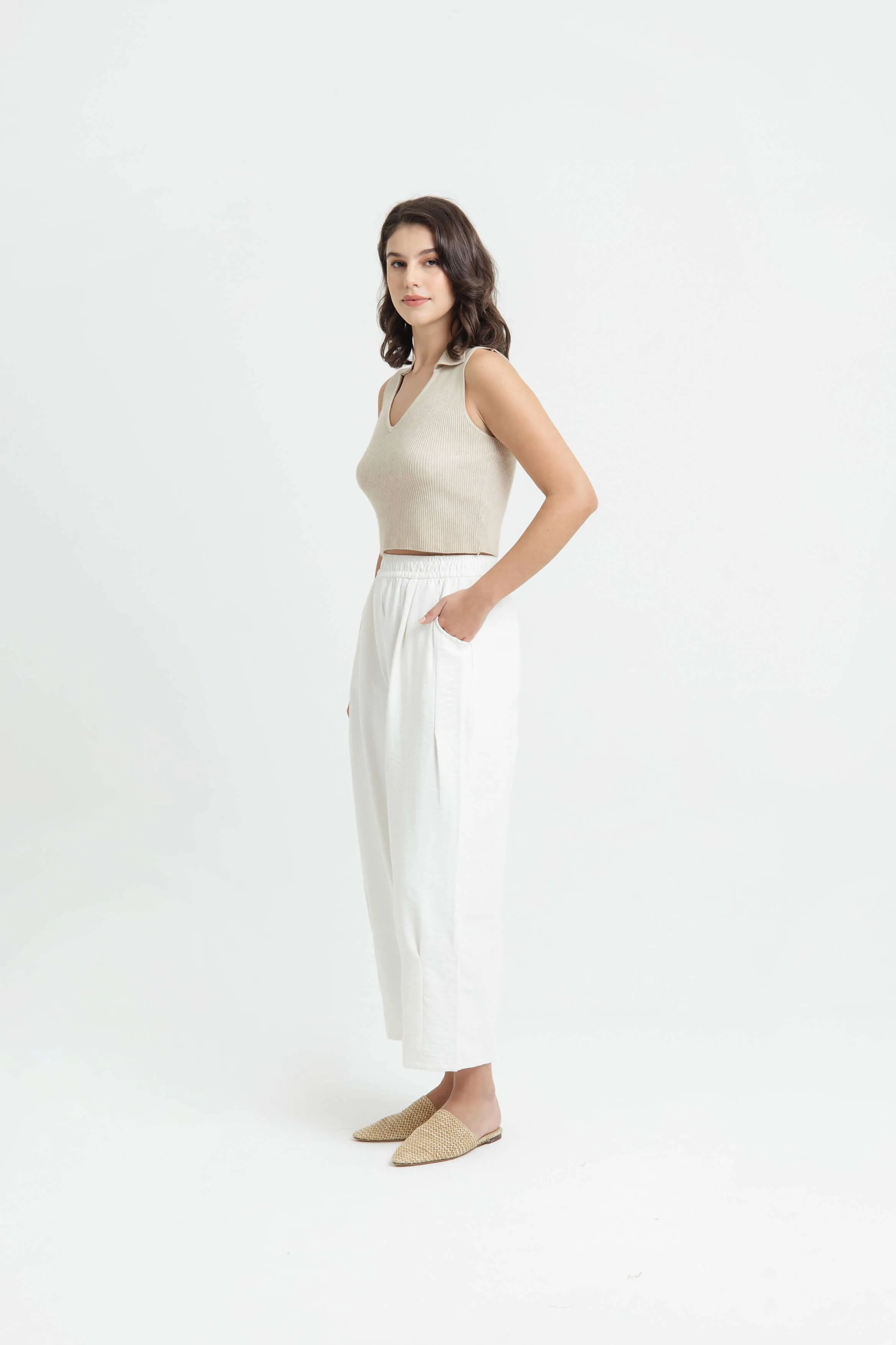 White Bamboo Cozy Relaxed Pants