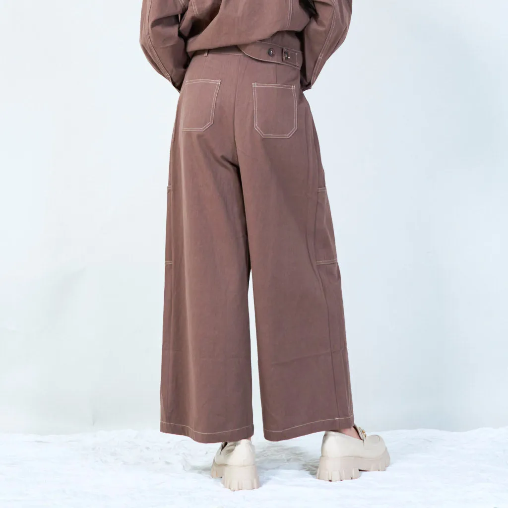 Wide-leg trousers with button front wholesale