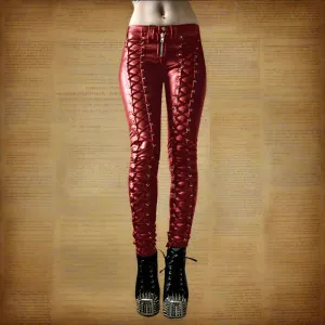 Women Viking Leather Pencil Pants