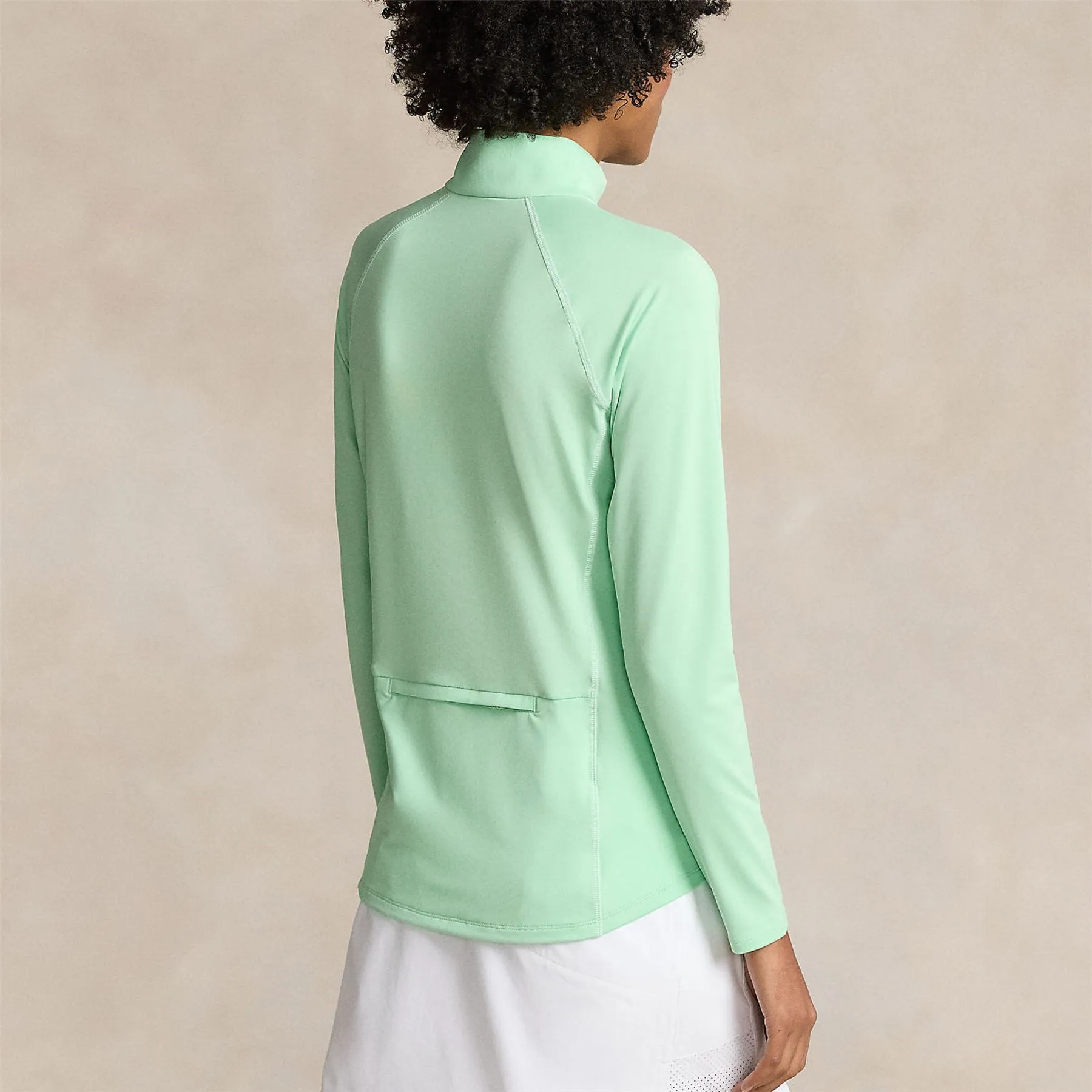 Womens Stretch Jersey Quarter Zip Pullover Pastel Mint/Ceramc White - SS24