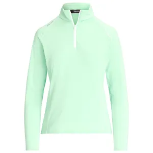 Womens Stretch Jersey Quarter Zip Pullover Pastel Mint/Ceramc White - SS24