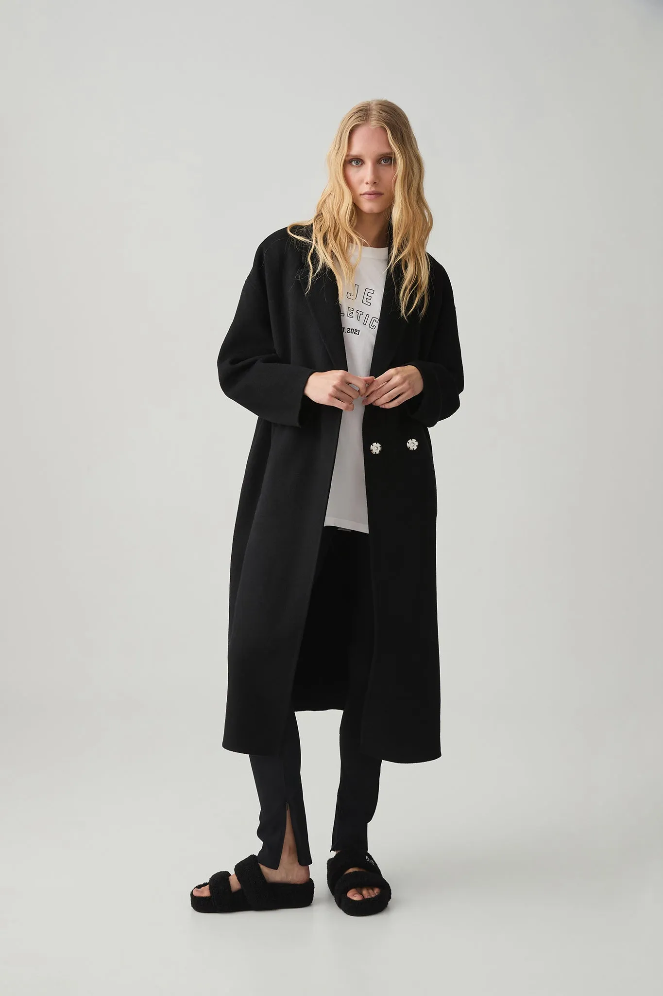 Wool Blend Long Line Coat 773