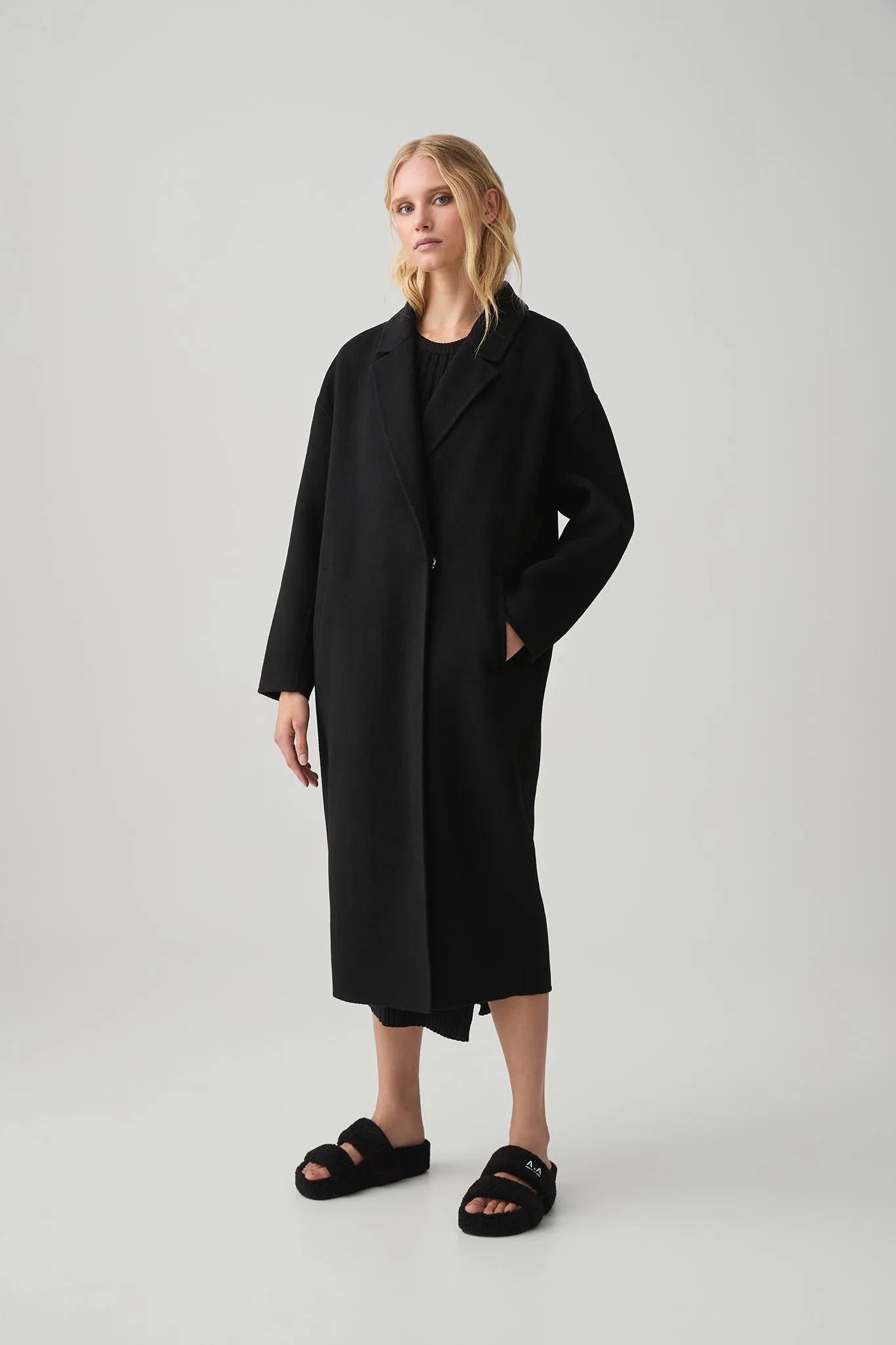 Wool Blend Long Line Coat 773