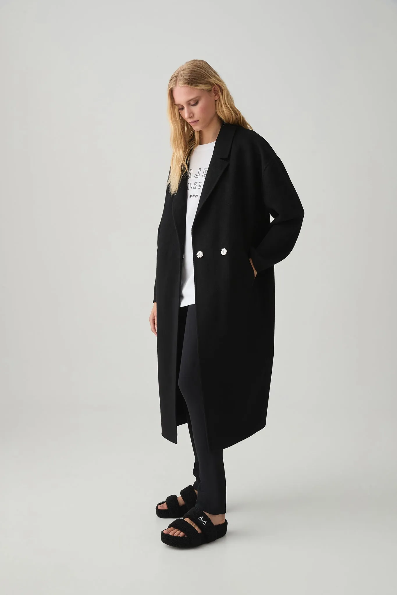 Wool Blend Long Line Coat 773